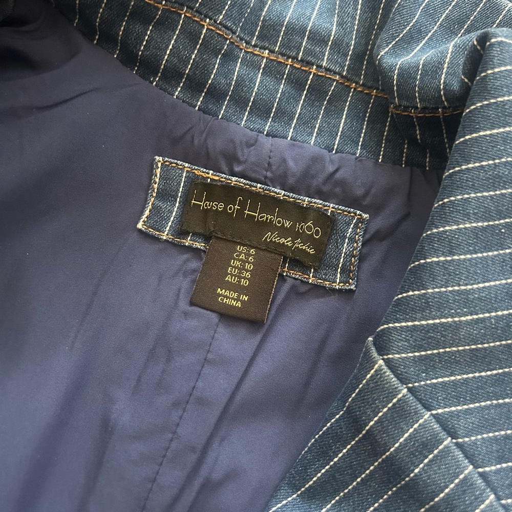 House of Harlow Nicole Richie1960 Denim Pinstripe Vest and Pant Set - Picture 5 of 6